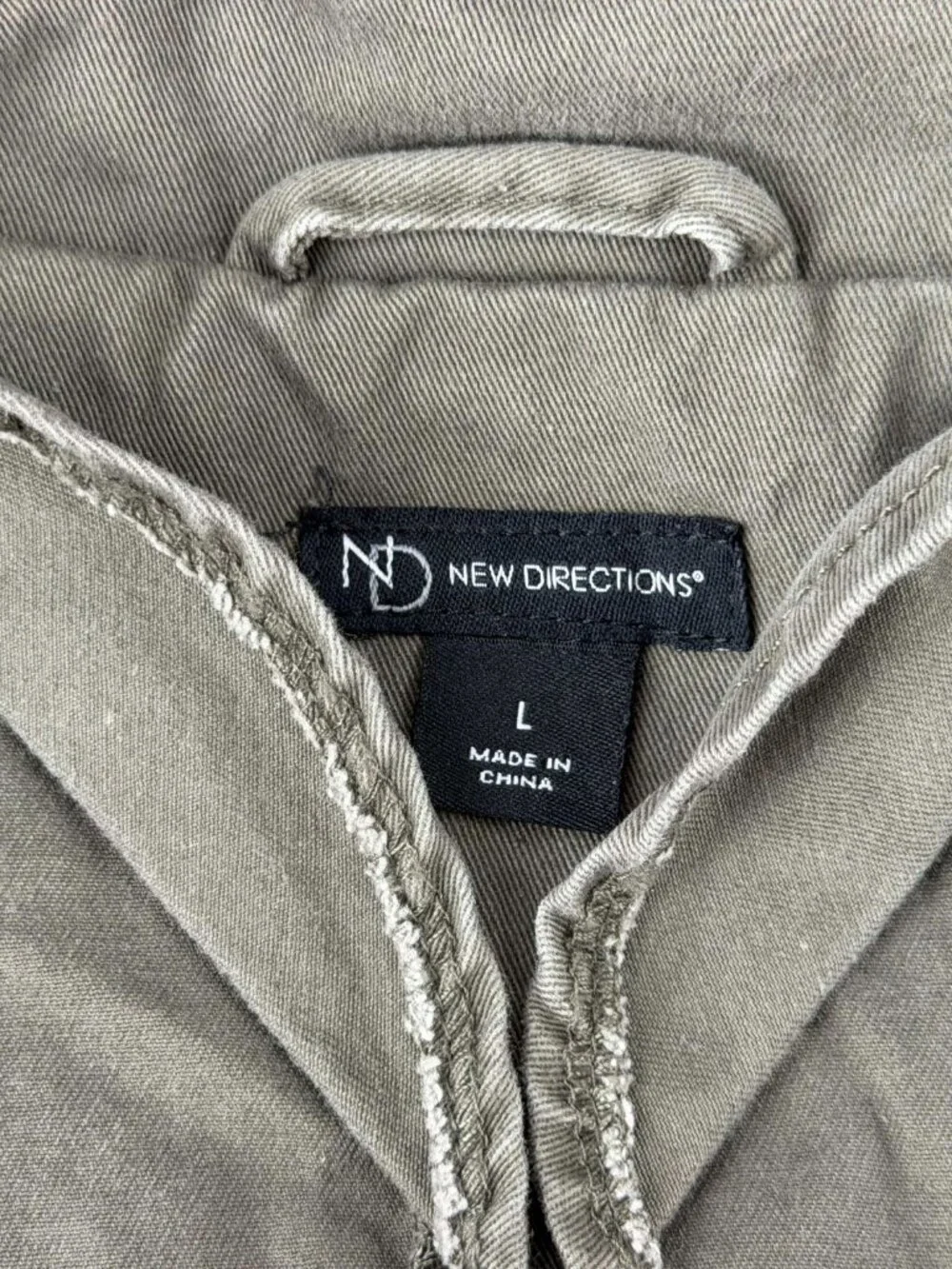 New Directions Utility Anorak Jacket Women Green Cotton Drawstring Utility Coat